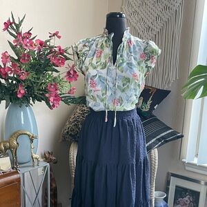 Michael Kors Eyelet Tiered Midi Skirt